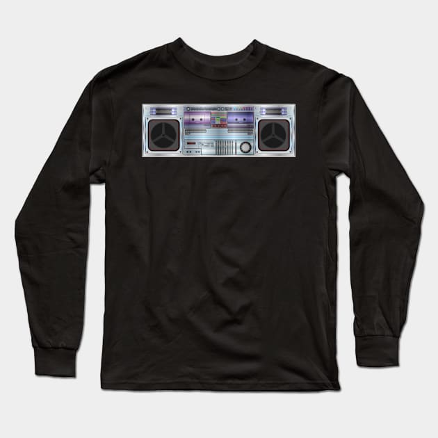 Boombox Radio Graphic Long Sleeve T-Shirt by Brobocop